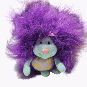 Vintage 90s Lil Fursons Plush Doll 7 inch Fuzzy Purple Hair Stuffed Animal Toy